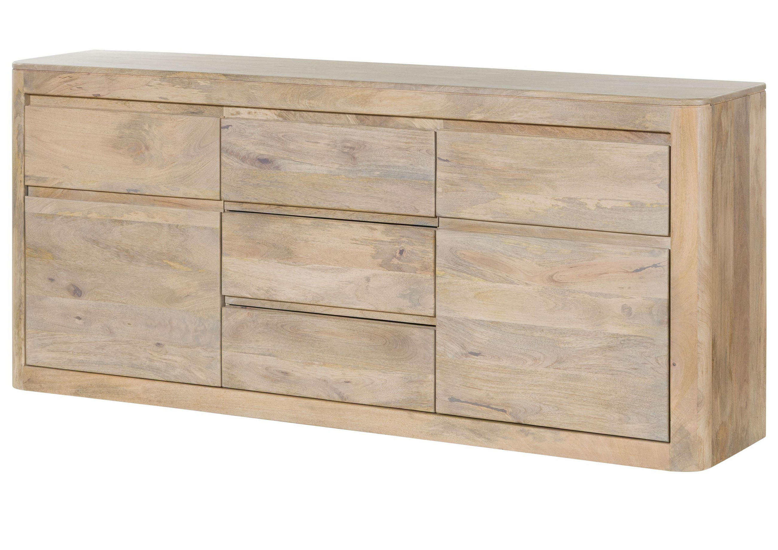 SIDEBOARD Mango 185x40x80 weiß lackiert TORONTO #302 - Weiß, Holz (185/80/40cm) - Massivmoebel24