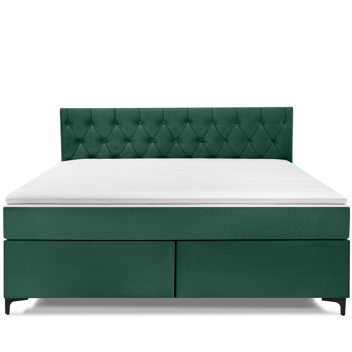 POLSTERBETT ARDEA, Dunkelgrün - Dunkelgrün/Schwarz, Holz/Holzwerkstoff (180/200cm) - KONSIMO®
