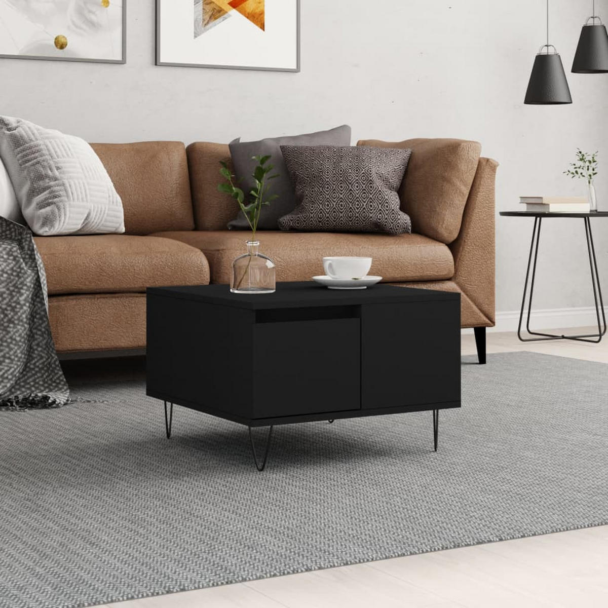 COUCHTISCH Schwarz 55x55x36,5 cm Holzwerkstoff - Schwarz, Holzwerkstoff (55/55/36.5cm) - furnicato