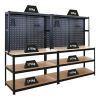 WERKBANK Giant Beast 2er-Set mit Lochwand180x120x60cm Fachlast 175kg inkl. Werkzeughalter Set Schwarz - Schwarz, Metall (120/180/60cm) - PROREGAL