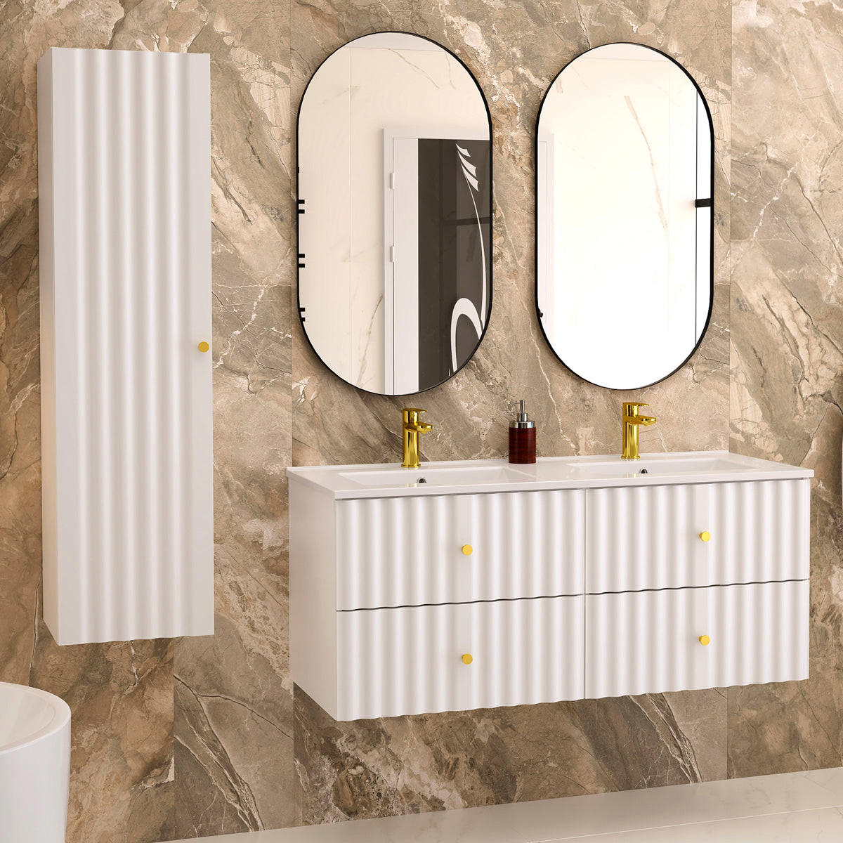 KOUPELNOVÝ NÁBYTEK 120cm Izae 2er-Set Bílá - bílá, kompozitní dřevo (120/50/45.8cm) - Petits-meubles