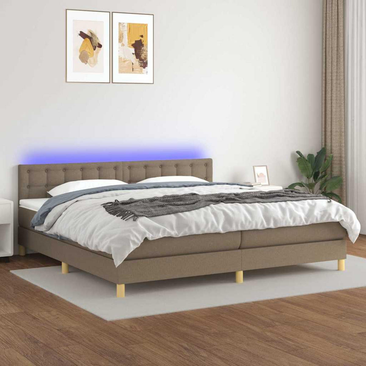 BOXSPRINGBETT 200/200 Cm Taupe Gewebe - Taupe, Textil (200/203cm) - vidaXL