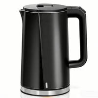 WASSERKOCHER Edelstahl 1,7L – 2200W Doppelwand Schwarz - Schwarz, Metall (1/1/1cm) - Kaket