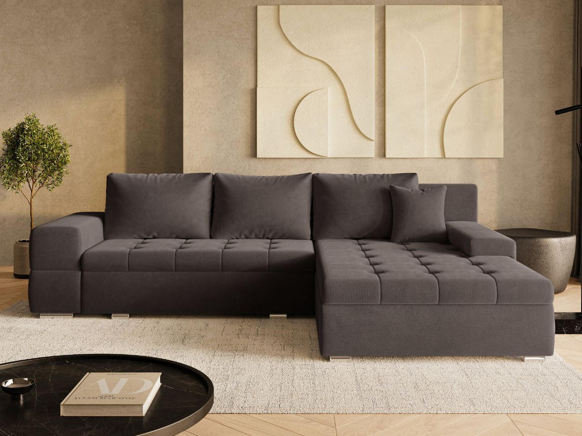 ECKSOFA Sonia Braun - Silberfarben/Braun, Holz/Textil (310/210cm) - Graingold