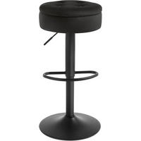 BARHOCKER mit Stauraum, drehbar, Samt, Schwarz - Schwarz, Textil/Metall (39/60.5/39cm) - Woltu