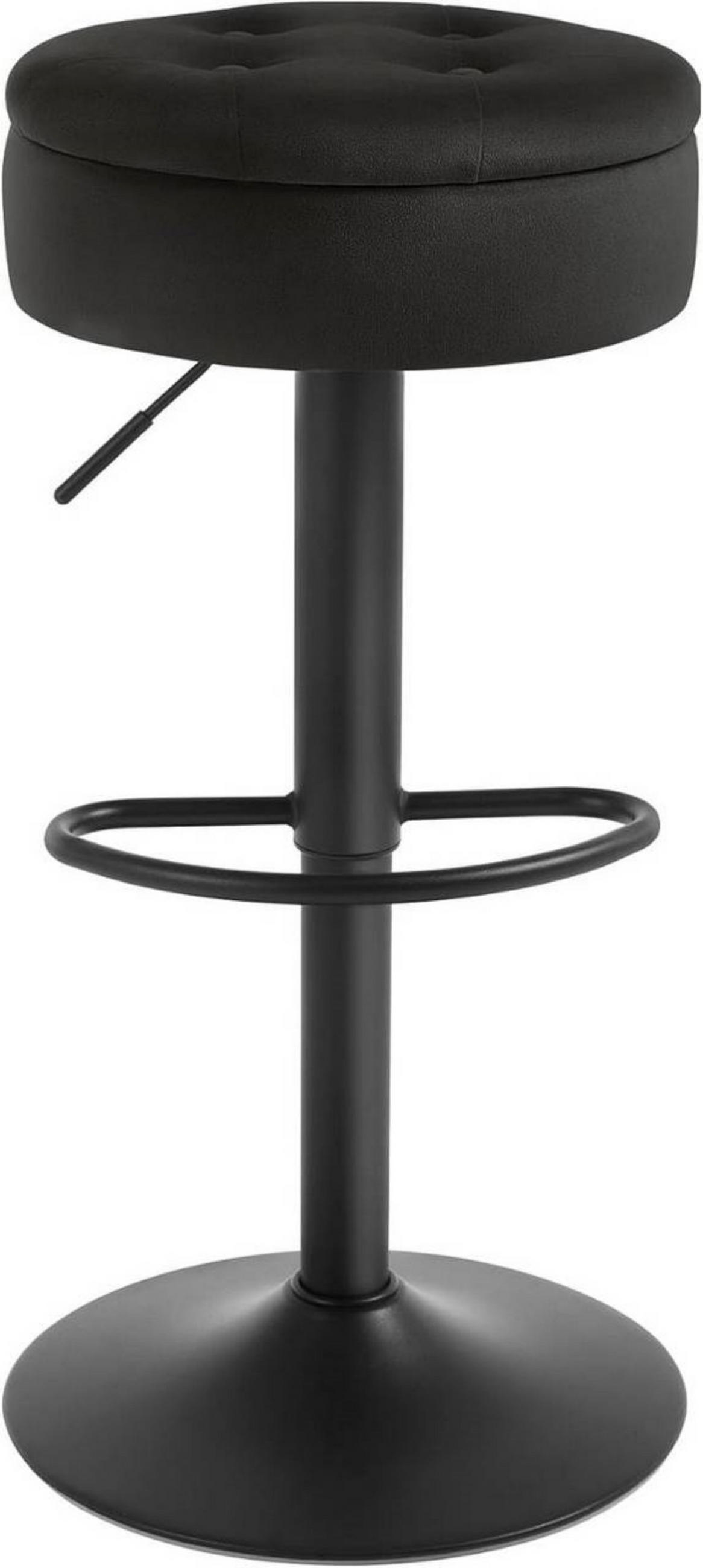 BARHOCKER mit Stauraum, drehbar, Samt, Schwarz - Schwarz, Textil/Metall (39/60.5/39cm) - Woltu