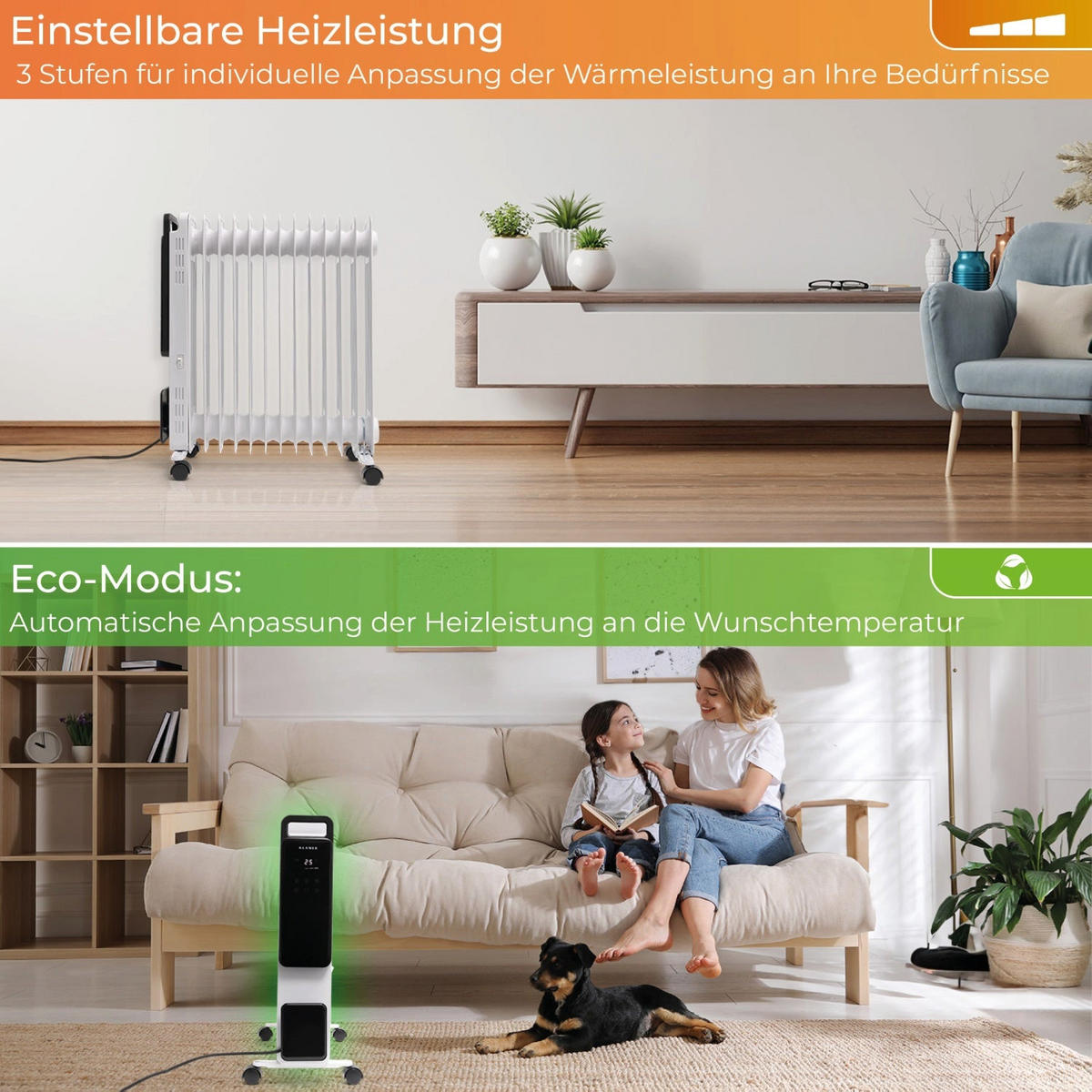 ÖLRADIATOR Weiss Mobile Elektroheizung - Weiß, Metall (25/63/52cm) - KLAMER