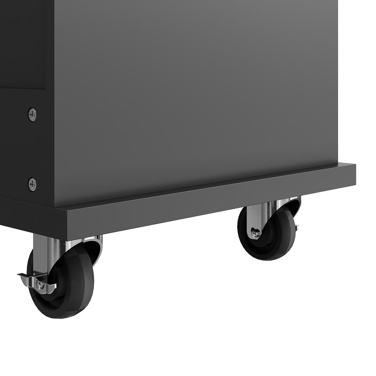 KÜCHENINSEL MOBILER KÜCHENWAGEN mit Schubladen und Türen, MDF Schwarz-Hellbraun, 129/46/92 cm - Schwarz, Kunststoff (46/92/129cm) - Rolipo