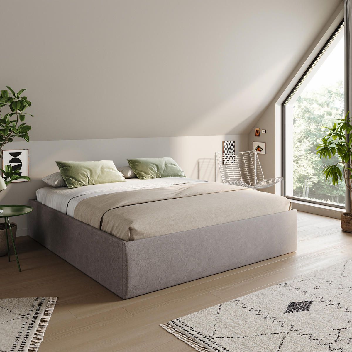 POLSTERBETT mit Stauraum & H2 Matratze 200x200 cm in Grau - Grau, Textil (200/200cm) - Home Collective