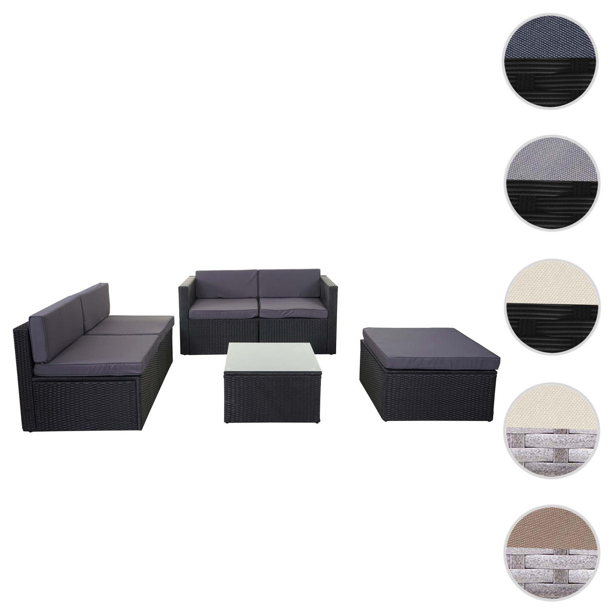 POLY-RATTAN-GARNITUR Anthrazit - Anthrazit, Kunststoff - MCW