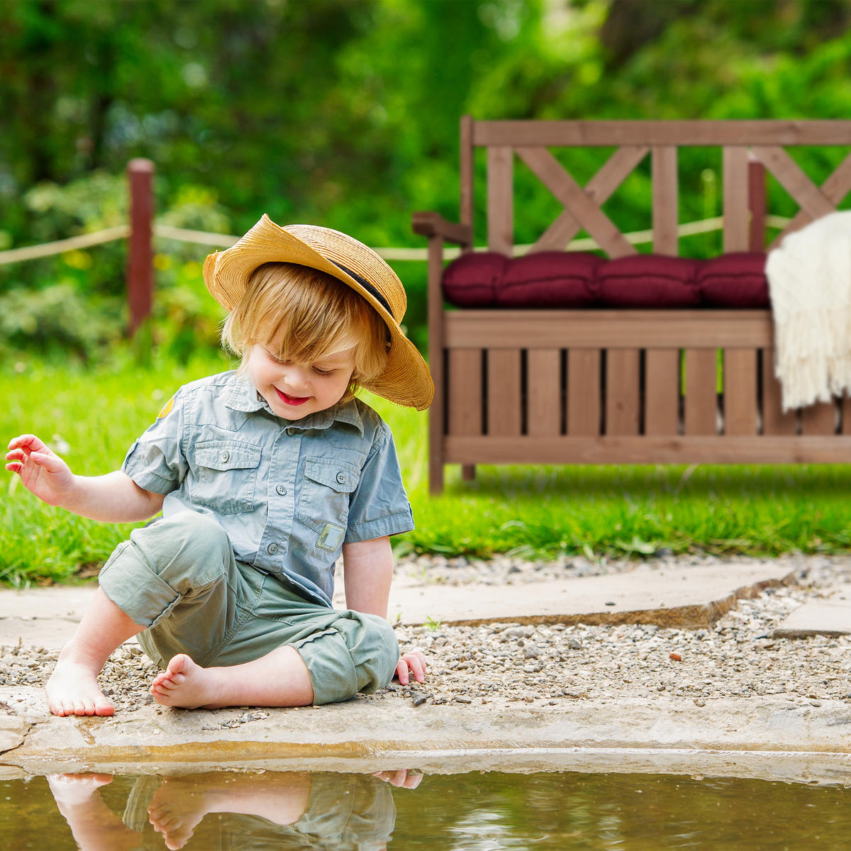 GARTENBANK - Dunkelbraun, Holz (115/85/60cm) - Relaxdays