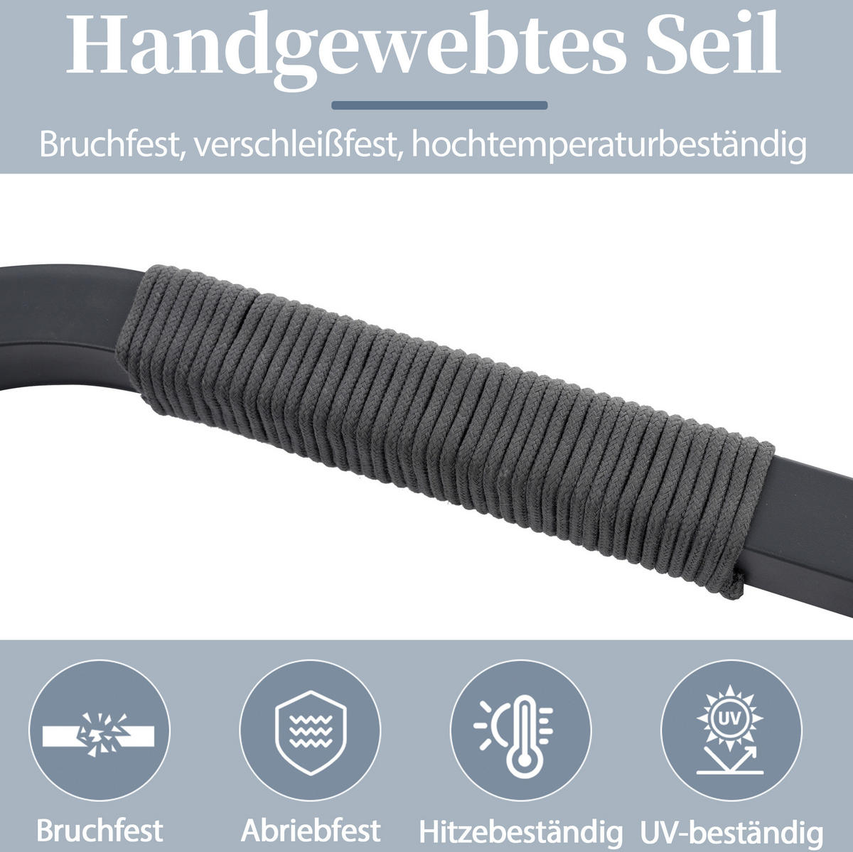 GARTEN-ESSGRUPPE 240/183/40 cm grau aus Stahl und Polyester für bis zu 8 Personen - Grau, Holzwerkstoff - OKWISH
