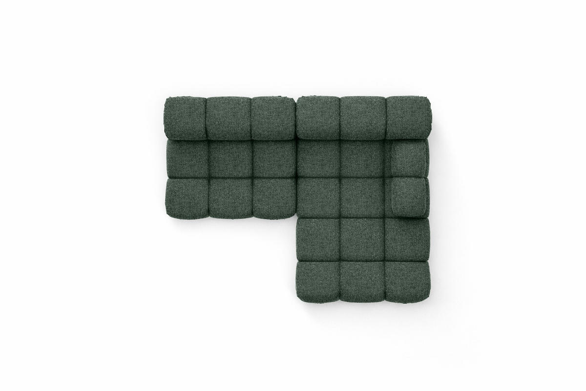 ECKSOFA L-Form Mini II Modular, Bouclé-Stoff Abriamo, Dunkelgrün, Rechts, Selia - Dunkelgrün, Holz (190/160cm) - Kaiser Möbel
