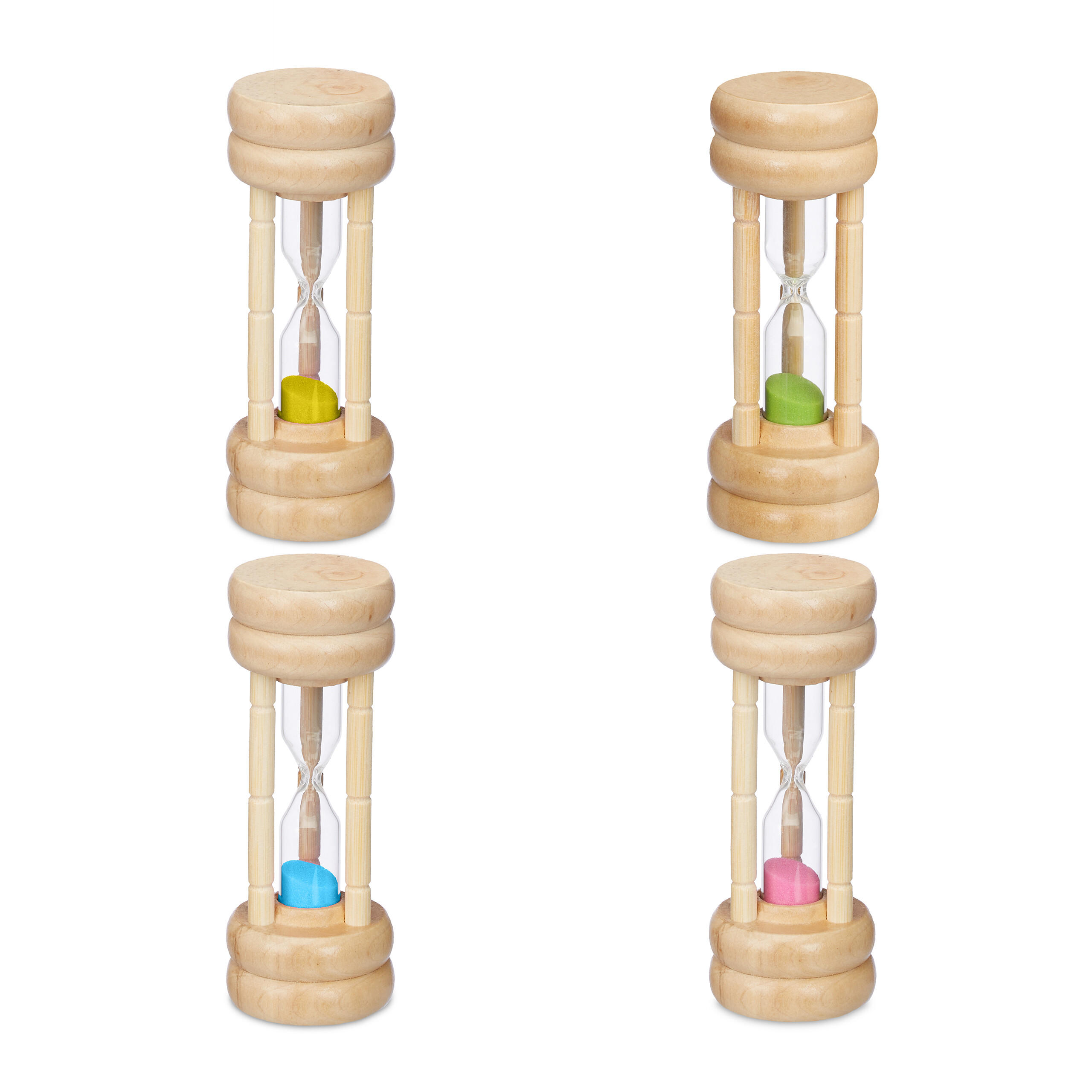 4XPRESÝPACIE hodiny - svetlohnedá, drevo/sklo (4/10/4cm) - Relaxdays