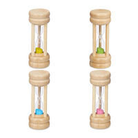 4XPRESÝPACIE hodiny - svetlohnedá, drevo/sklo (4/10/4cm) - Relaxdays