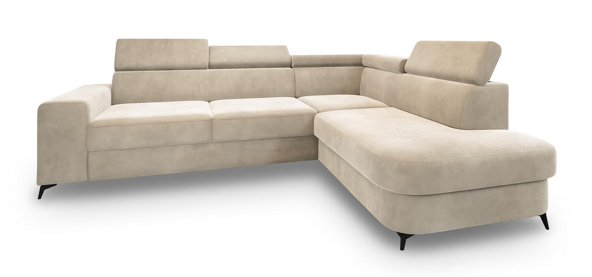 ROHOVÁ SEDAČKA ALVORO krémová - černá/krémová, kov/dřevo (253/190cm) - MASSENO