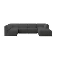 WOHNLANDSCHAFT Ottomane Rechts MOVO-L 345x180x78 cm Dunkelgrau Velours - Dunkelgrau/Anthrazit, Holzwerkstoff/Kunststoff (345/78/180cm) - ALTDECOR