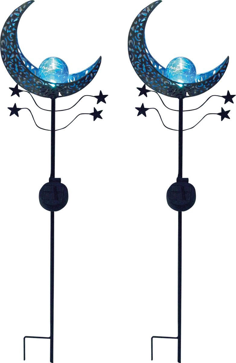 ERDSPIESSLEUCHTE 2er Set 6/85/17.5cm - Blau, Metall (17.5/6/85cm) - Luxform