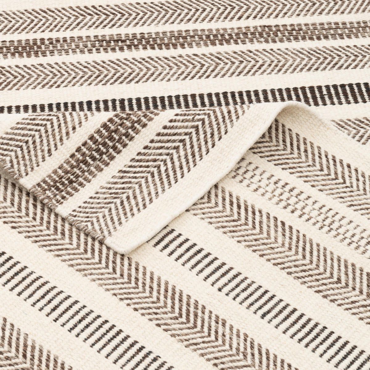 NATUR TEPPICH WOLLE RANA STREIFEN - Beige/Braun, Textil (120/180cm) - Pergamon
