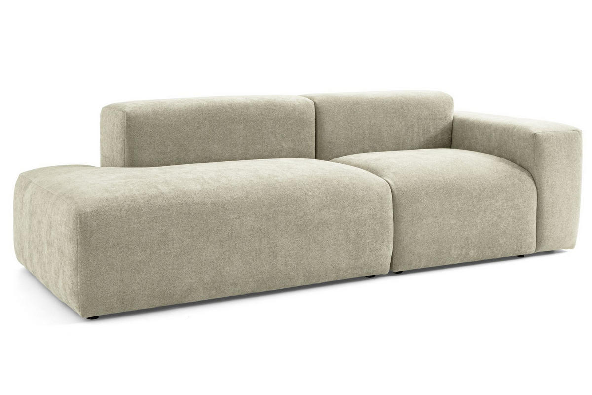 3-SITZER modulares Sofa HEAVEN SET 1 Links, Breite 255 cm Webstoff Olivgrün - Schwarz/Olivgrün, Holz/Kunststoff (255/71/102cm) - Muffo