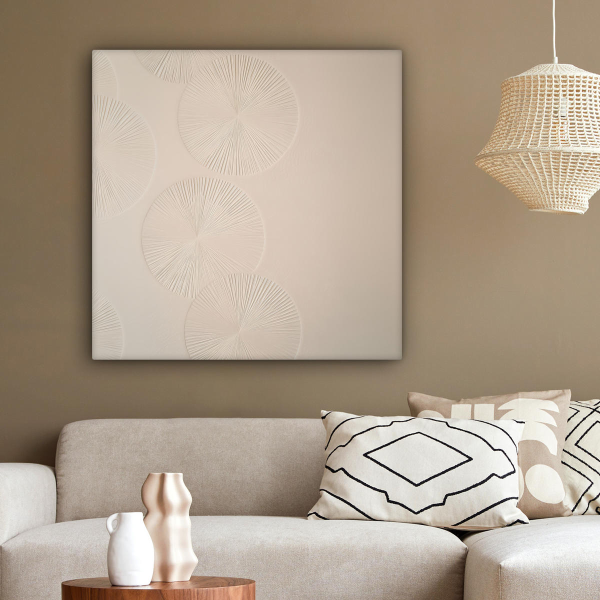 LEINWANDBILD Japandi - Beige - Modern 90x90 cm - Ecru, Textil (90/90cm) - MuchoWow