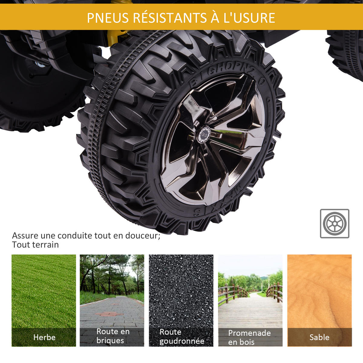 ELEKTRO-QUAD DE-13003 8 km/h Gelb/Schwarz - Gelb, Kunststoff (100/65/73cm) - ComfortXL