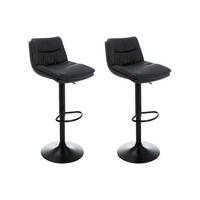 BARHOCKER 2er-Set - Kunstleder & Metall - Schwarz - KADERINA - Schwarz, Leder (41.5/106/52cm) - Vente-Unique