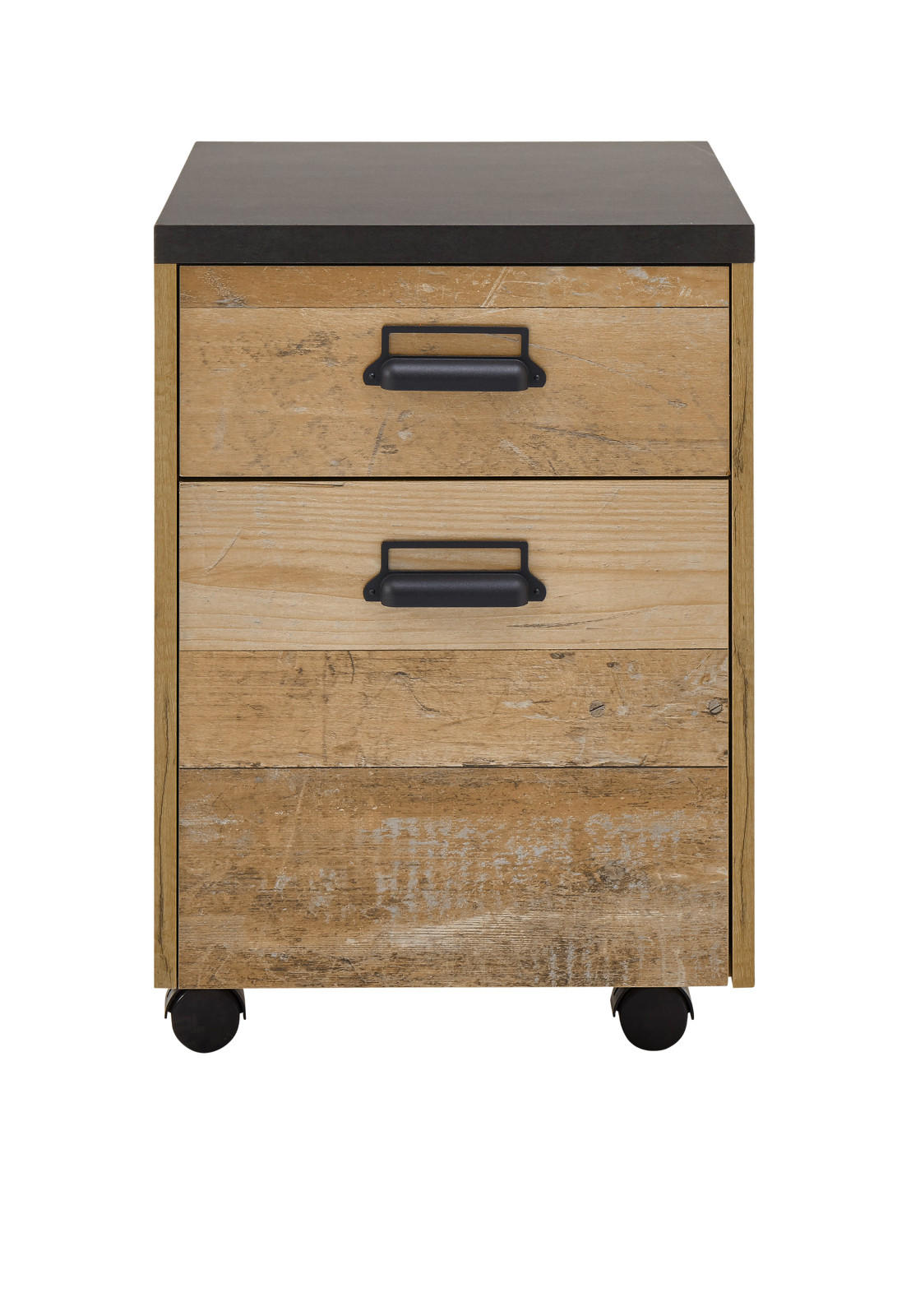 ROLLCONTAINER Used Wood, anthrazit, Schreibtisch Container 47 x 60 cm - Eichefarben/Anthrazit, Holzwerkstoff/Kunststoff (47/60/51cm) - Furn.Design