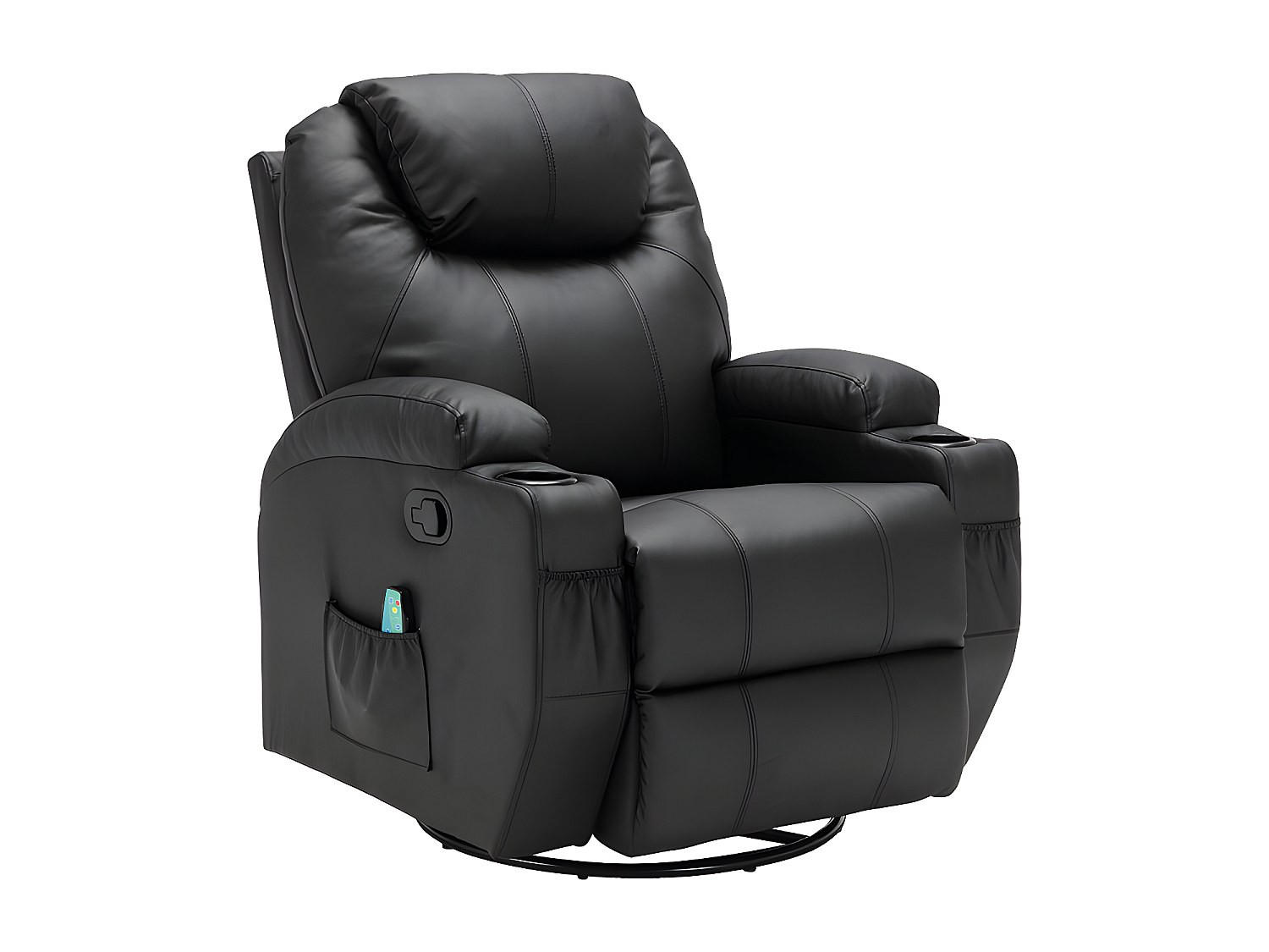 MASSAGESESSEL - Kunstleder - Schwarz - SILVANO - Schwarz, Leder (95/105/82cm) - Vente-Unique