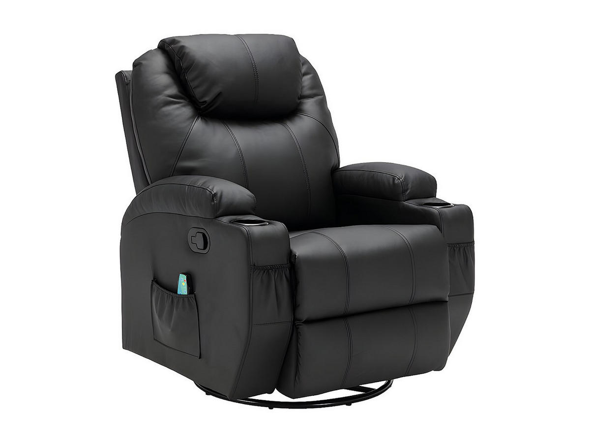 MASSAGESESSEL - Kunstleder - Schwarz - SILVANO - Schwarz, Leder (82/105/95cm) - Vente-Unique