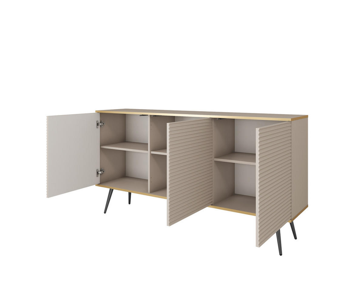 SIDEBOARD: beige mit schwarzen Beinen, 160 x 85 x 39 - Beige, Holzwerkstoff (160/85/39cm) - 3XE LIVING