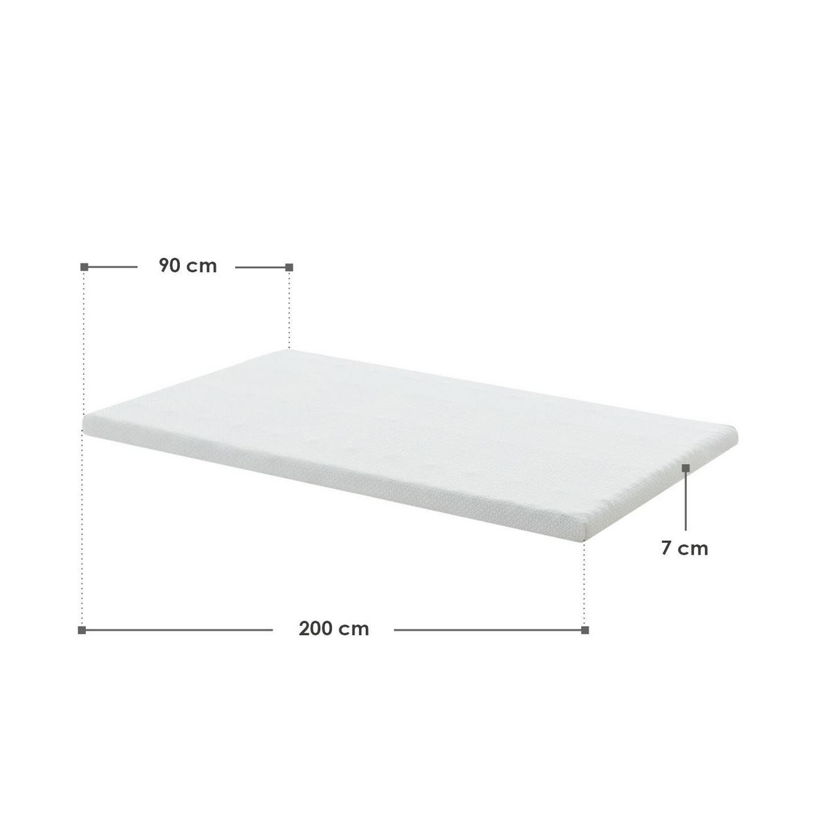 TOPPER 90x200 cm 7-Zonen Matratzenschoner aus Memory Foam - Weiß, Textil (90/200cm) - Juskys