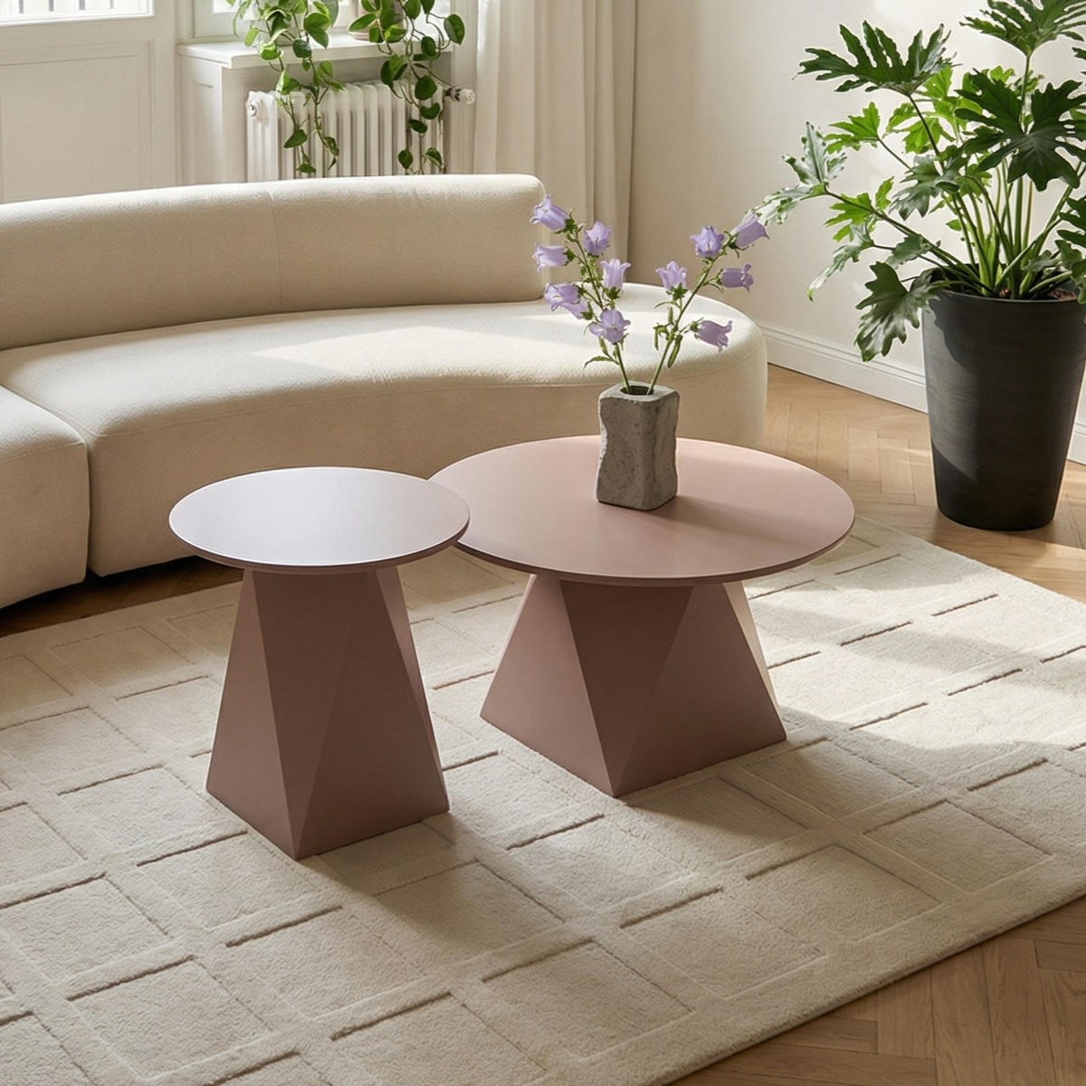 COUCHTISCHE 2er Set Mocha Mousse - Pink/Rotbraun, Holzwerkstoff (80/80/50cm) - Furnhouse