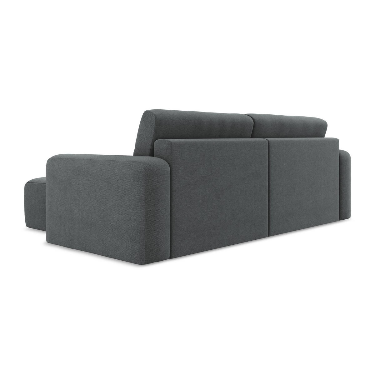 ECKSOFA mit Schlaffunktion rechts Strukturstoff Stoff Grau - Schwarz/Grau, Kunststoff/Textil (244/149cm) - LaMiaSofa