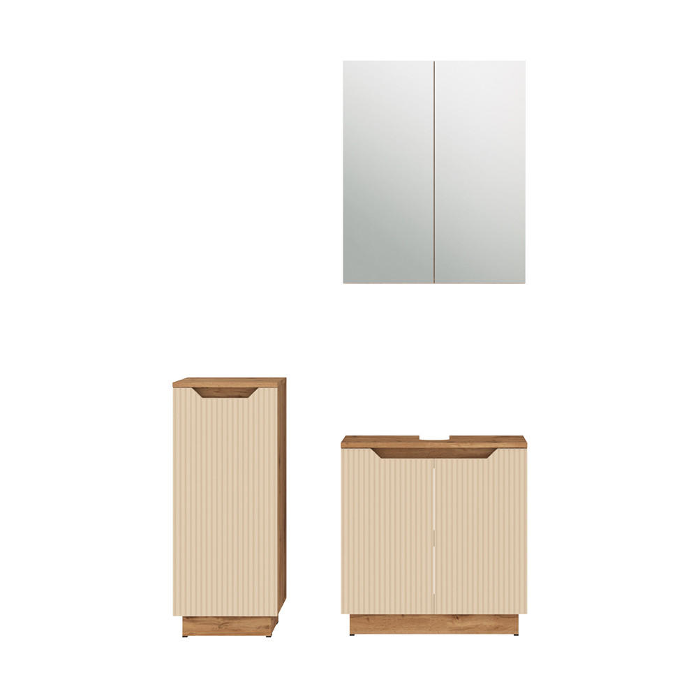 KOUPELNOVÝ NÁBYTEK Lotta Dubový/kašmírový pruhovaný - kašmírová/barva dubu, kompozitní dřevo (59.8/62.1/32cm) - Vicco