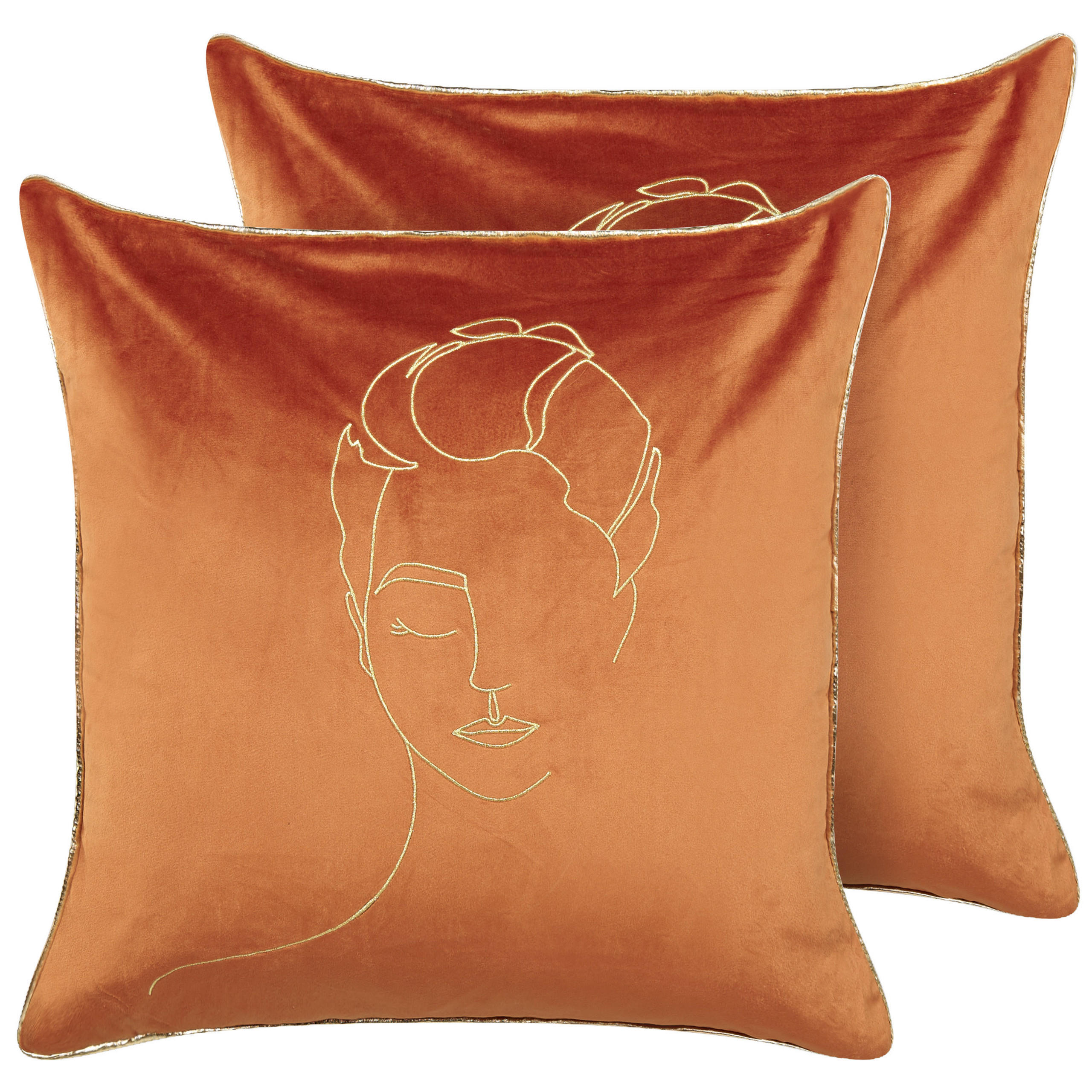 DEKOKISSEN 2er-Set Orange 45/45 cm Crocus - Orange, Textil (45/45cm) - Beliani