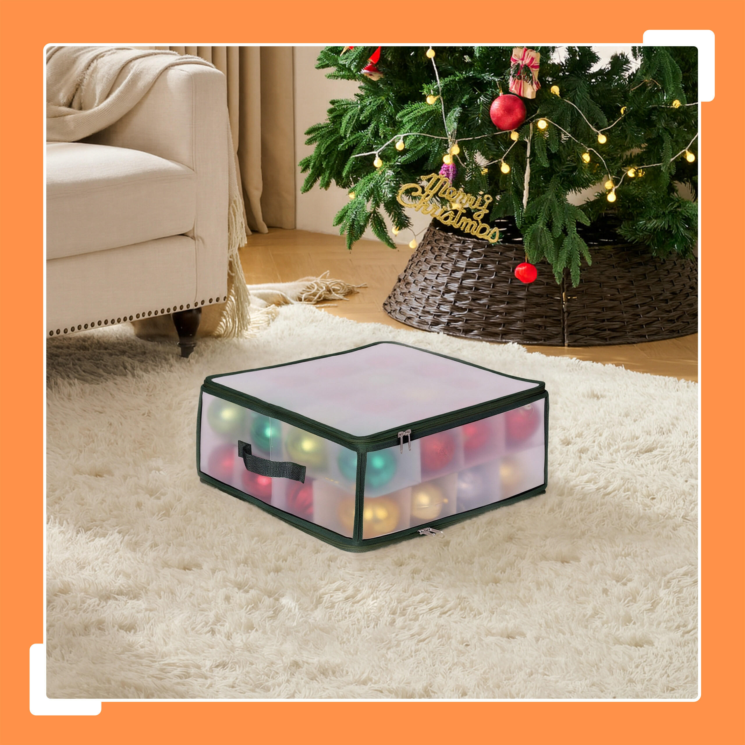 WEIHNACHTSKUGEL-AUFBEWAHRUNGSBOX - Transparent, Wellpappe/Kunststoff (36/18/36cm) - Relaxdays