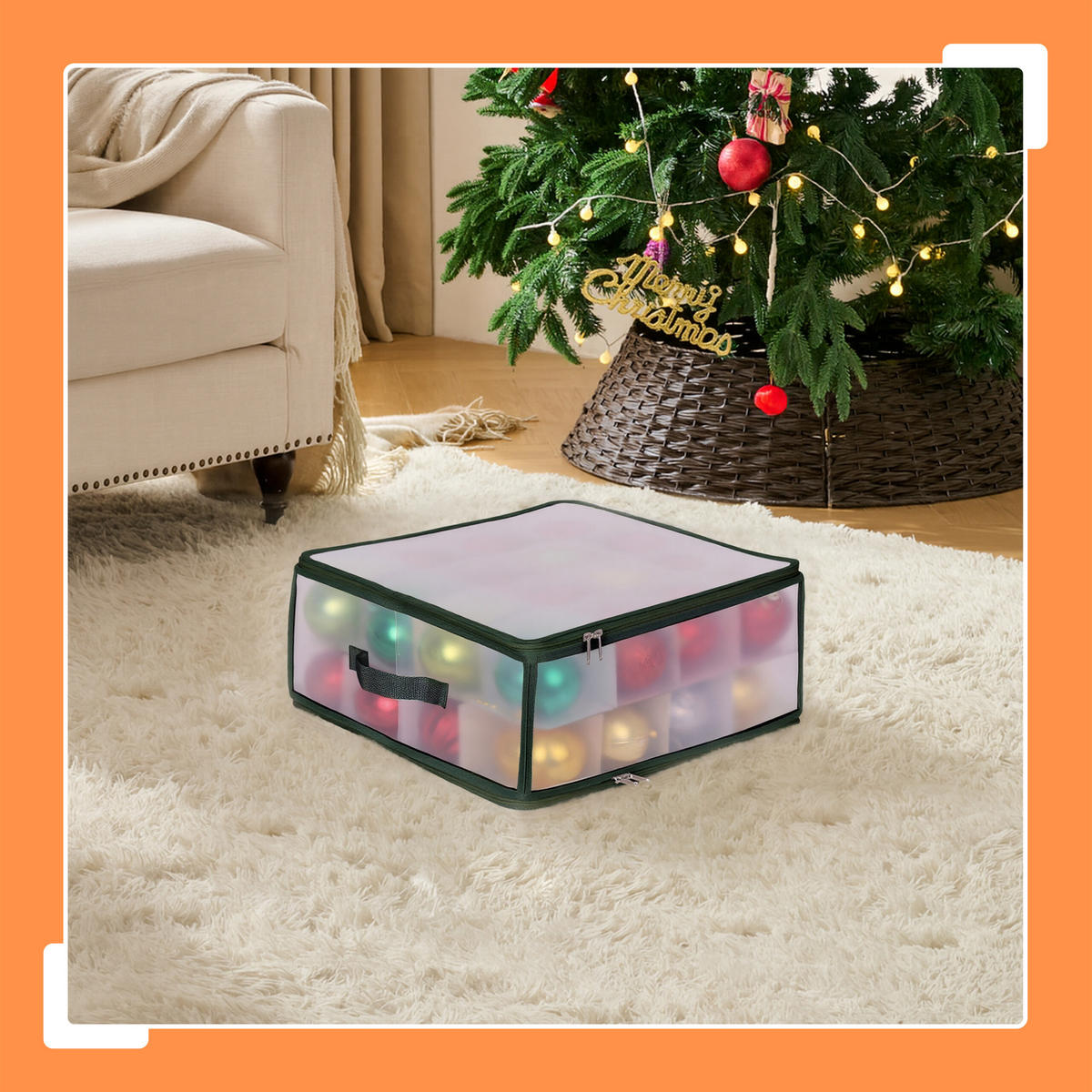 WEIHNACHTSKUGEL-AUFBEWAHRUNGSBOX - Transparent, Wellpappe/Kunststoff (36/18/36cm) - Relaxdays