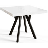 ESSZIMMERTISCH RICO, ausziehbarer Tisch100-200X100X77 cm, Farbe: Weiß, mit Holzbeinen in Farbe Schwarz - Schwarz/Weiß, Holzwerkstoff (100/100/77cm) - Alpi-Möbel