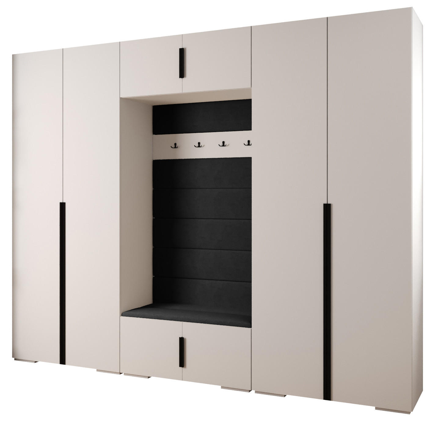 Abiks Möbel Garderoben-Set Weiß, Schwarz, Schwarz 300x236.7x47 cm