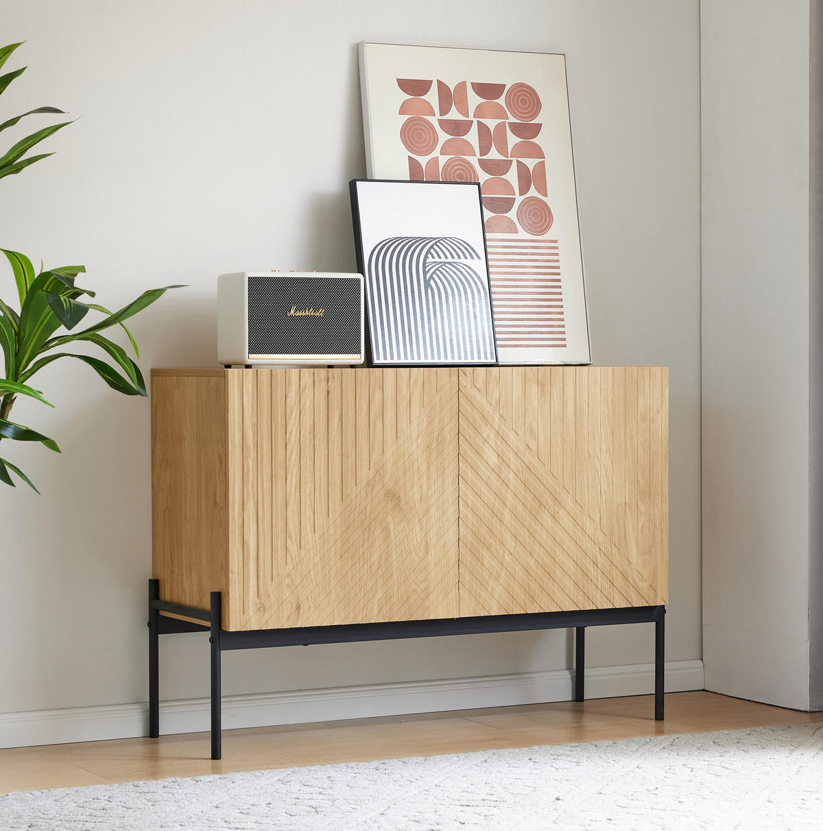 SIDEBOARD 100/40/75 cm aus Spanplatte mit Metallbeinen Natur - Naturfarben, Holzwerkstoff (100/75/40cm) - Modenvie