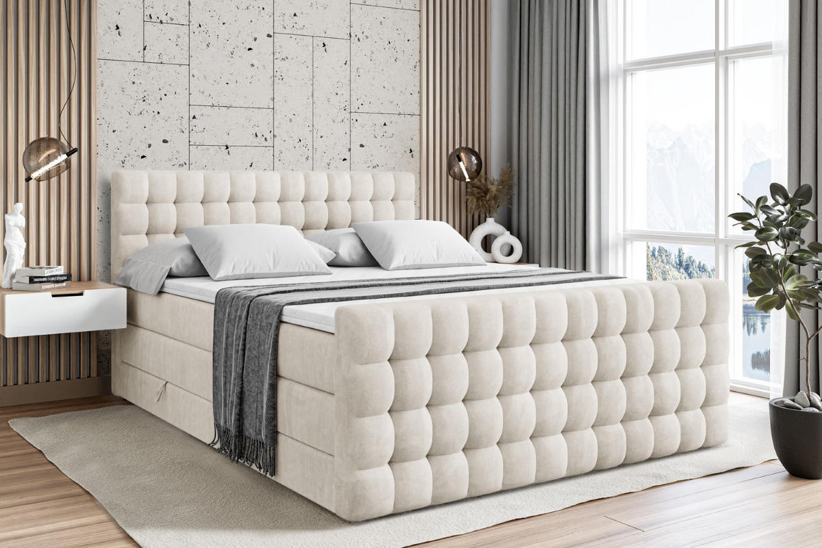 BOXSPRINGBETT VIONE-Z KING - 180 x 200 - H3/H4 - Ecru - Ecru, Holzwerkstoff (180/200cm) - ALTDECOR