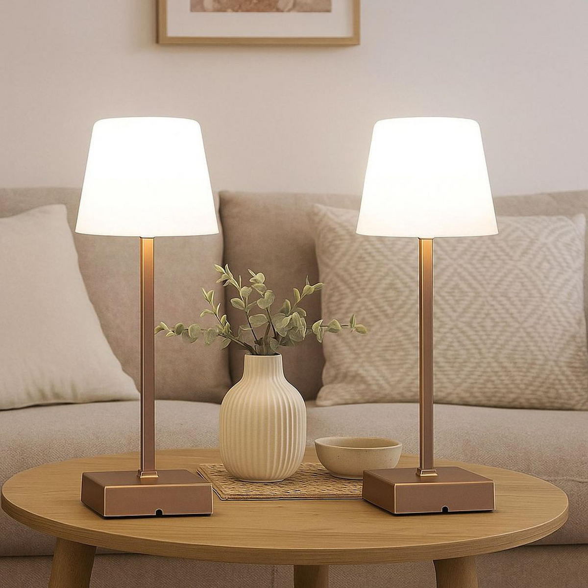 LED TISCHLEUCHTE XAYDEN Champagner - Champagner, Metall (8.5/8.5/25.5cm) - Globo Lighting