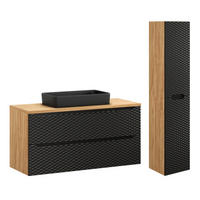 BADMÖBEL 120cm Elora 2er-Set Schwarz und Holz - Schwarz, Holzwerkstoff (120/59/46cm) - Petits-meubles