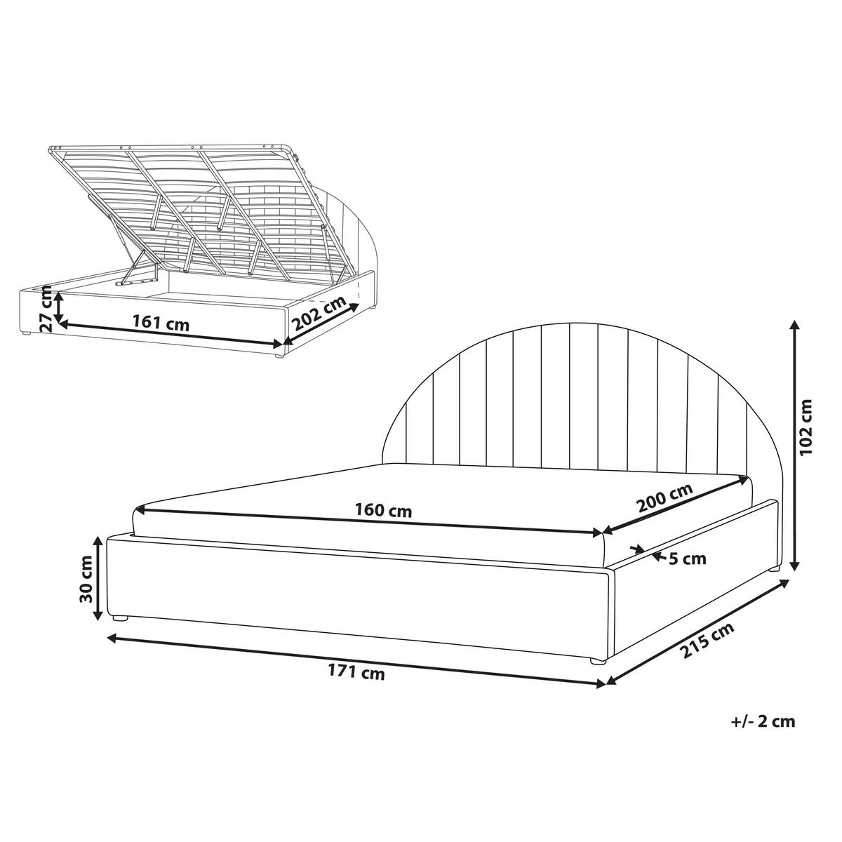 BETT mit Stauraum 160/200 cm Cremeweiß Chadenet - Weiß, Textil (160/200cm) - Beliani