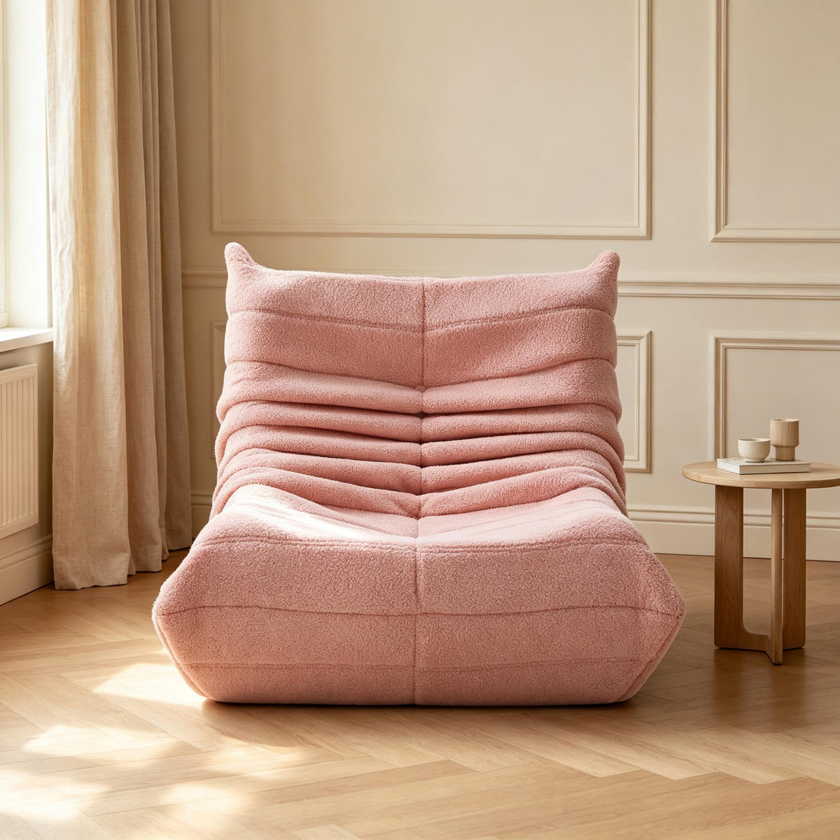 SITZSACK, 105x86x75 cm, Sitzsack in Birnenform, Sherpa-Stoff, Belastbarkeit bis 150 kg, Rosa - Rosa, Textil (86/75/105cm) - GENKI LIVING