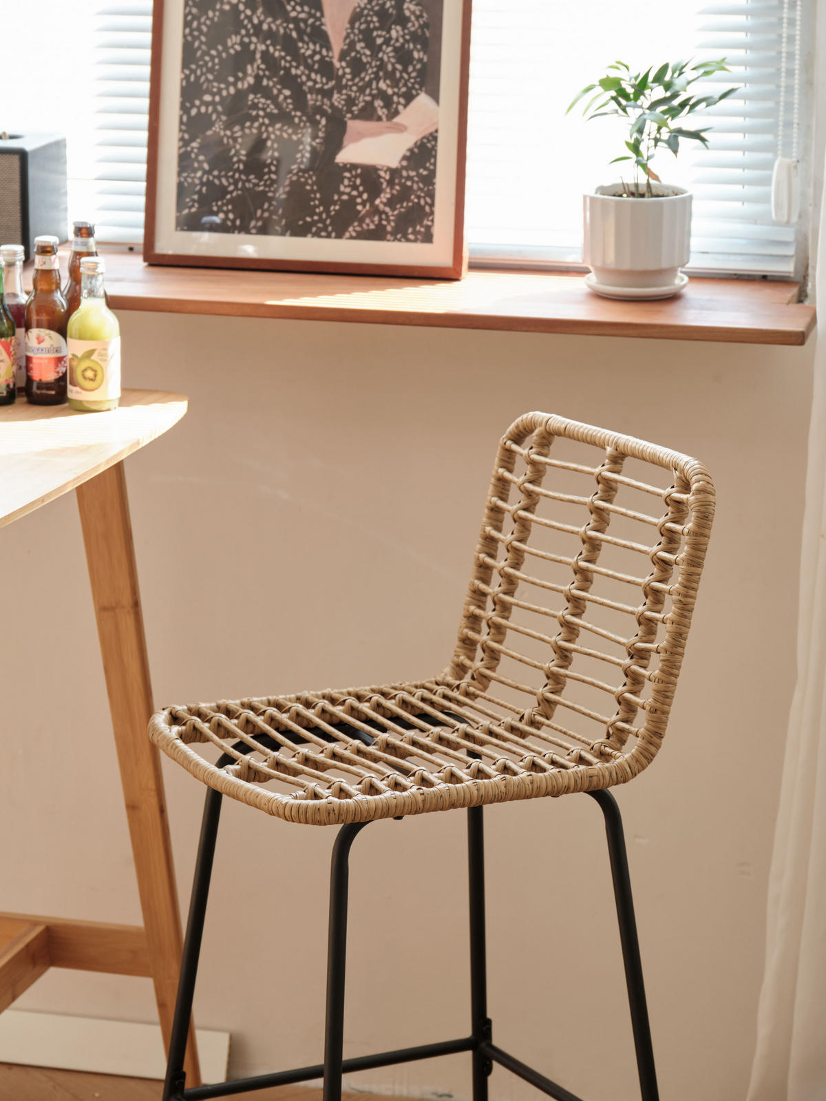 BARHOCKER 2er-Set Rattan Braun - Braun, Holz (47.5/103/47cm) - Nordlys