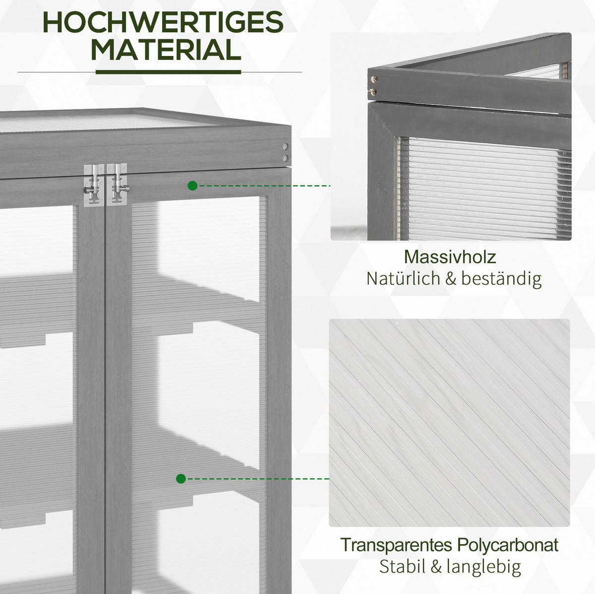 GEWÄCHSHAUS 58/78/44 cm Dunkelgrau aus Holz mit klappbarem Dach - Dunkelgrau, Holz (44/78/58cm) - OKMYHOME