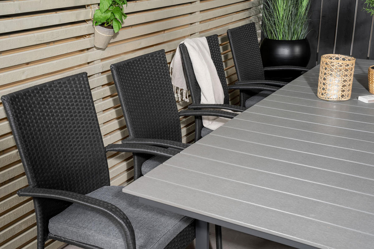 GARTENTISCHGRUPPE Schwarz - Schwarz, Holzwerkstoff - ebuy24