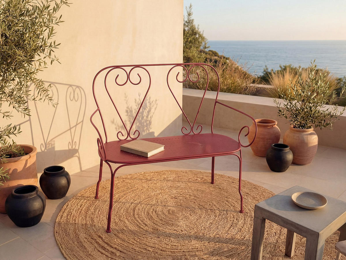 GARTENBANK - 2 Personen - Metall - Terracotta - - Terracotta, Metall (103/92/47cm) - Vente-Unique